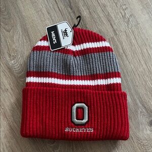 Ohio State Buckeyes Striped Beanie - Red and Gray
